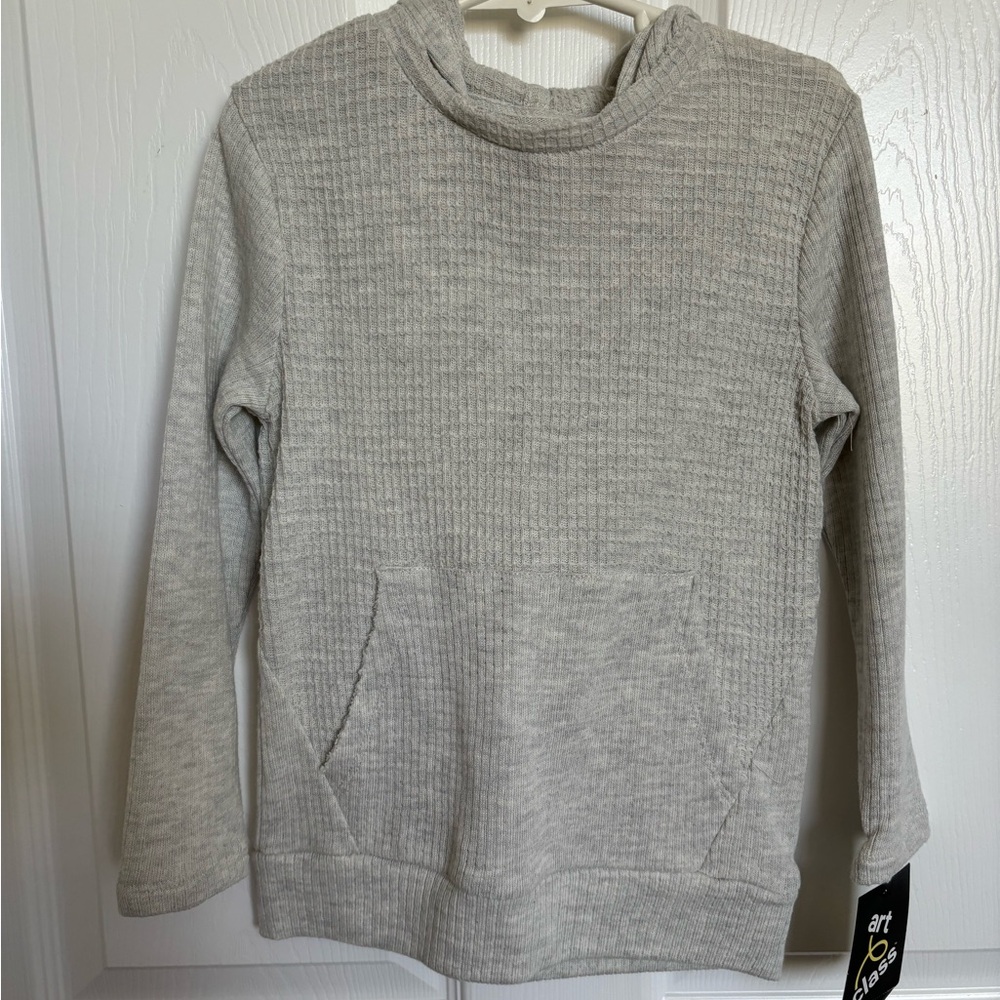 Gray waffle knit lightweight hoodie